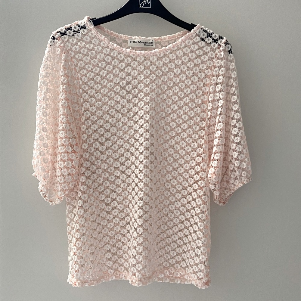 Little Mountain Vancouver 3/4 Length Sheer Lace Elastic Sleeve Pink S